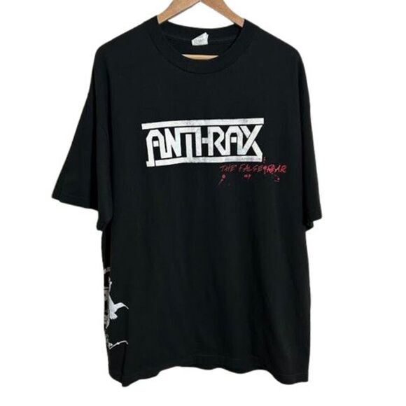 Anthrax Band Tee T-Shirt Mens XL Metalcore Short Sleeve Graphic T Racket One - Picture 1 of 8